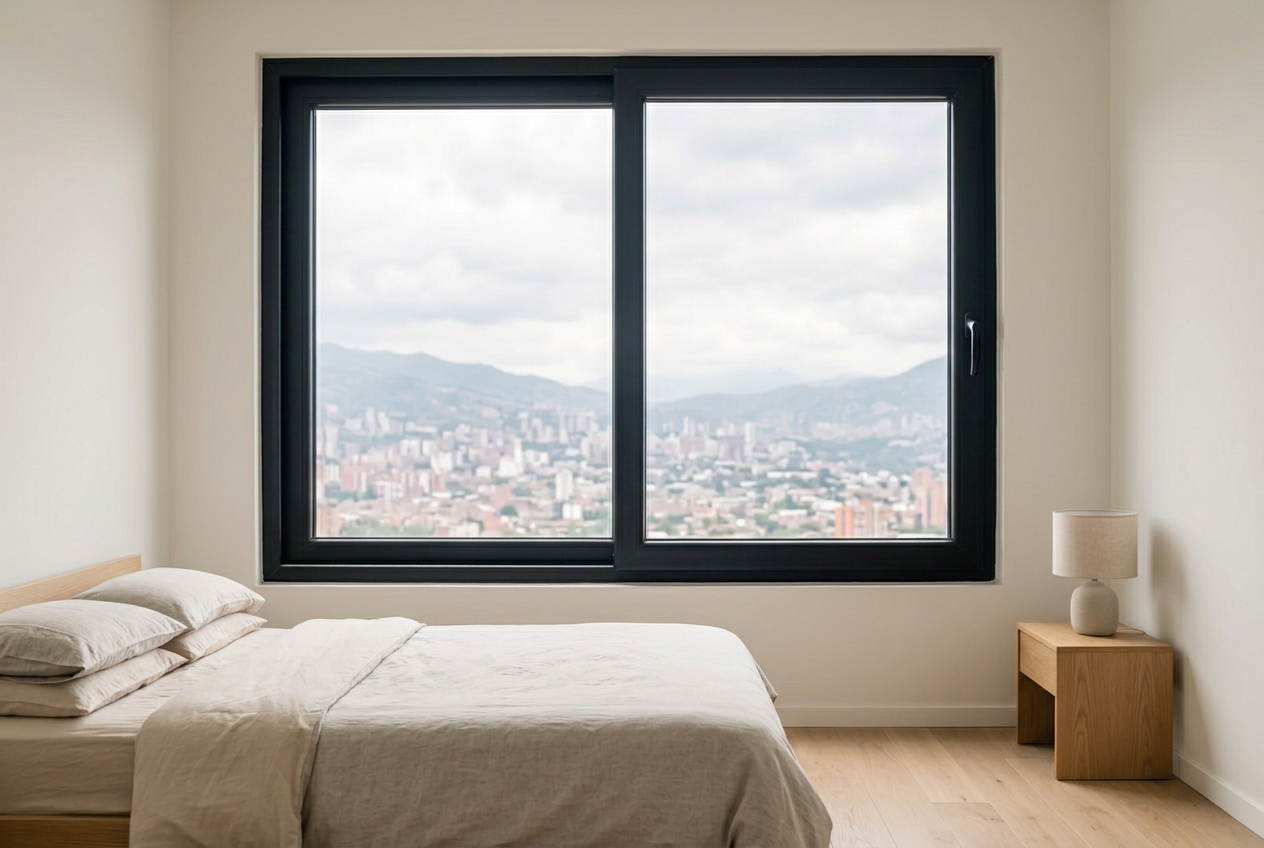 Ventana oscilobatiente en tono antracita